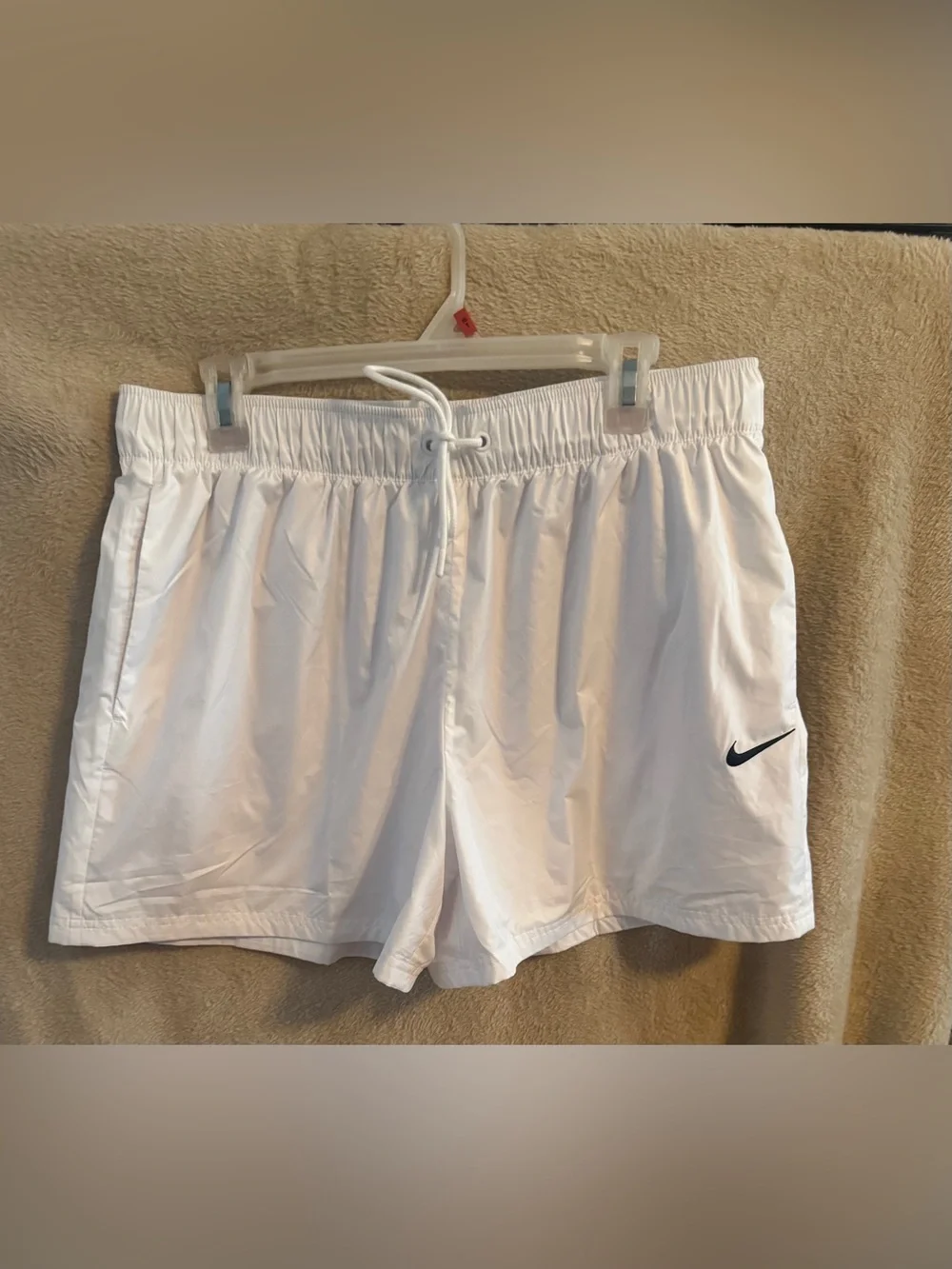 Nike White Women's Athletic Drawstring Shorts with Swoosh